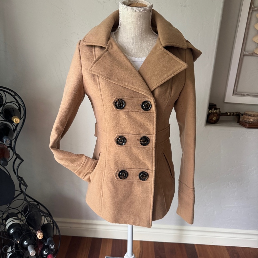 American Rage Jackets Womens Brown Double Breasted Pea Coat Winter Coat Size XS